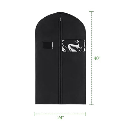 KEEGH 40 inch Suit Cover Bags for Men, Black Garment Bags (Set of 10) | Clear Window, Label Pocket, Garment Bags for Hanging Clothes, Suit Bags for Closet Storage, Clothes Cover for Travel