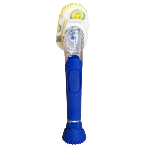 Dish Wand Scrubbing Brush with Handle, Soap Dispen... (Blue | Synthetic)