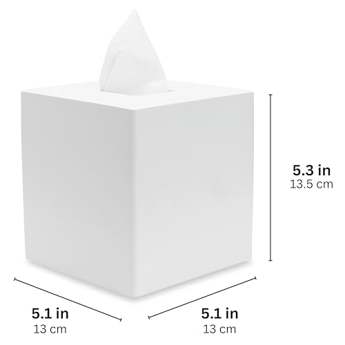 Matte White Square Tissue Box Cover