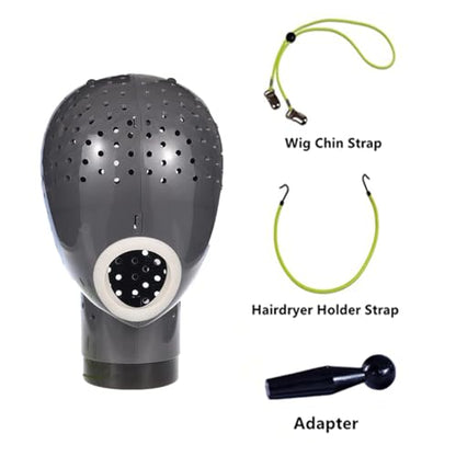 HOMEGOAL Hair Dryer Wig Stand Holder Mannequin Head, Drying Wig From Inside to Outside, Quickly, Easily, For Lace Scalp Cap Net (Dark Grey)