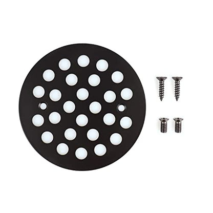 4-1/4 Inch Screw-in Round Floor Drain Cover Black | Replacement Shower Drainer Grates, 304 stainless steel drain grill filters debris, fits most household Shower Drain Cover