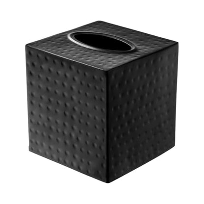 Monarch Abode Tissue Box Cover Square – Hand Hammered Black Metal Tissue Holder Box for Bathroom Accessory, Aesthetic Decorative Facial Napkin Cube for Modern Home Decor