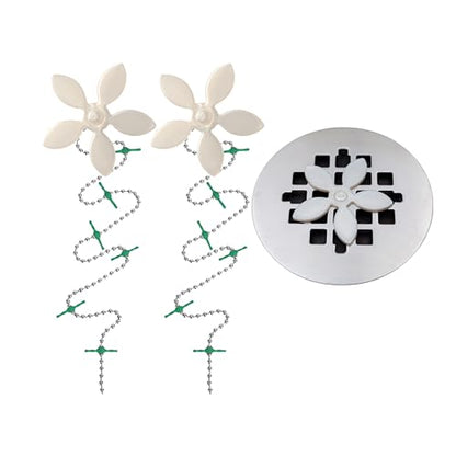 Shower Drain Hair Catcher – Disposable Bathroom Hair Trap, Easy to Install in Shower Drain Cover, Helps Prevent Clogs – As Seen on Shark Tank – White Flower (2-Pack)