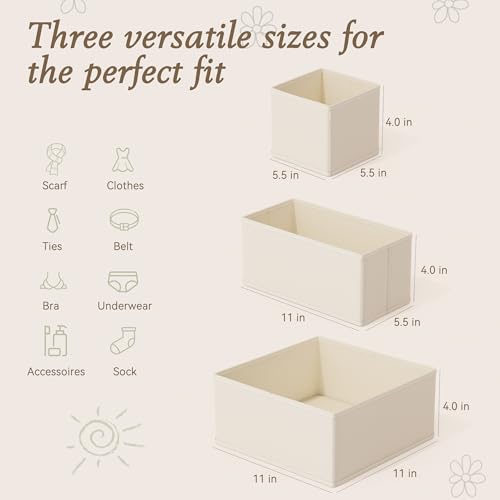 Drawer Organizer 18-Piece Set, Dresser Organizer for Baby Clothes, Foldable Closet Storage & Drawer Dividers for Underwear, Socks, Nursery (Beige)