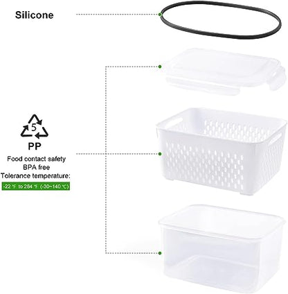 Fruit Storage Containers for Fridge with Removable Colander 8 pcs