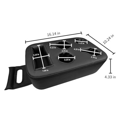 Xaido Car Back Seat Cup Holder, PU Leather Couch Sofa Bed Cup Holder Expander Tray, Boat Tray, Organizer for Trucks, Minivans, SUVs, RVs, Vehicles, Holds Drinks, Snacks, Cell Mobile Phone