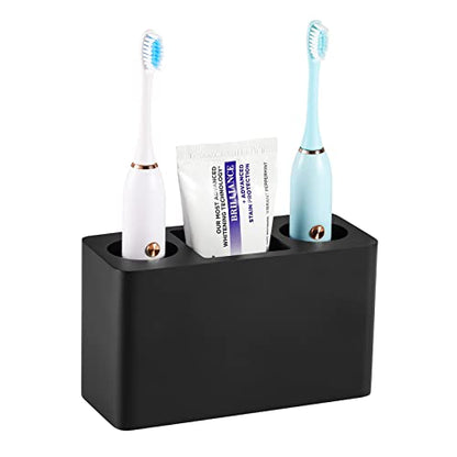Luxspire Toothbrush Holder, Resin, 3 Slots, Black | Electric Toothbrush Holder, Toothbrush and Toothpaste Holder, Bathroom Countertop Storage, Bathroom Accessories