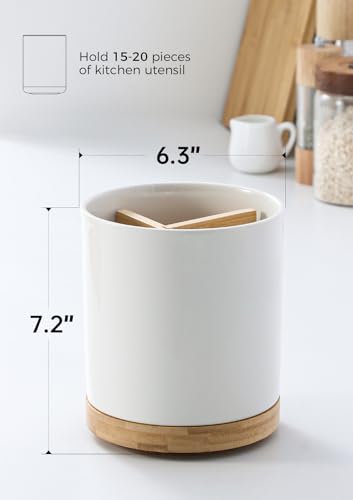 3 Compartment Utensil Holder, Extra Large Utensil... (White | Ceramic)