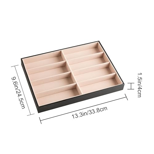 8-Slot Sunglass Organizer Tray,Sunglass Holder for Drawer | Faux Leather,Velvet Lining,Sunglass Case for Multiple Sunglass,Vanity Glass Holder,Sunglass Display,Eyeglass Organizer