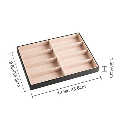 8-Slot Sunglass Organizer Tray,Sunglass Holder for Drawer | Faux Leather,Velvet Lining,Sunglass Case for Multiple Sunglass,Vanity Glass Holder,Sunglass Display,Eyeglass Organizer