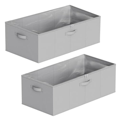 SpaceAid 2 Pack 10" High Under Bed Storage Containers, Large Underbed Storage Organizer Bins with Lids for Bedroom, Dorm, Clothes, Closet Organization, Bed Sheets and Blankets (Gray)