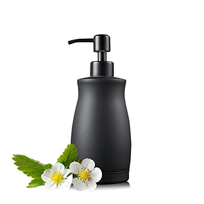 304 Stainless Steel Countertop Black Soap Dispenser Rust Resistant Leak-Proof Liquid Hand Sanitizer Pump with Hopper，for Kitchen Sink, Countertop, Bathroom (13.5oz/400ml)