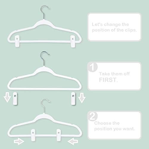 Velvet Hangers Clips, Pants Hangers Velvet Clips(40pc, White) | Strong Finger Clips Perfect for Thin Velvet Hangers