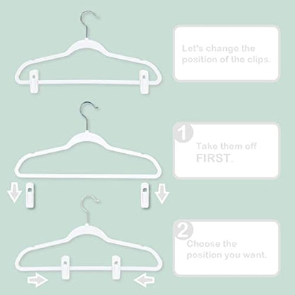 Velvet Hangers Clips, Pants Hangers Velvet Clips(40pc, White) | Strong Finger Clips Perfect for Thin Velvet Hangers