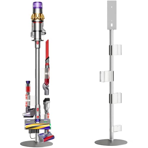 Lasvea Height-Adjustable Vacuum Stand for Dyson V7 V8 V9 V10 V11 V15 Gen5,Stainless Steel Holder with 4 Clips & 9 Accessory Storage,Tool-Free Assembly