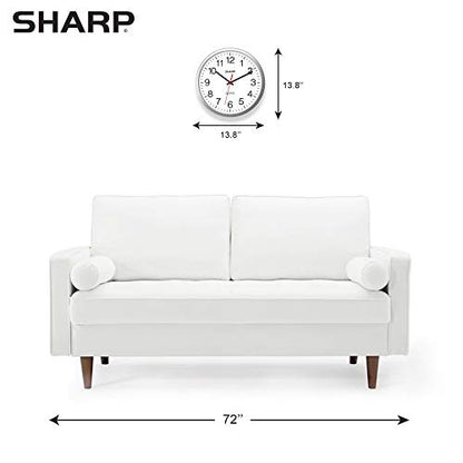 Sharp 14-Inch Battery Wall Clock, Silent Non-Ticking, Easy-Read, Silver | Battery operated; Sweep movement; Large round face; Quartz accuracy; Home, kitchen, office or classroom