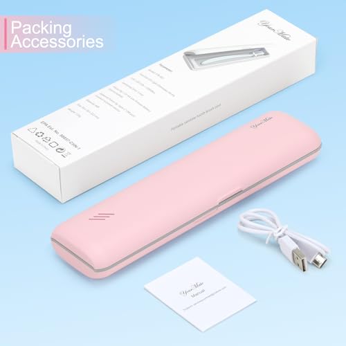 Toothbrush Sanitizer Case Travel Toothbrush Covers Case for Houshold and Traveling Power by AA Battery or USB-C Pink