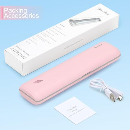 Toothbrush Sanitizer Case Travel Toothbrush Covers Case for Houshold and Traveling Power by AA Battery or USB-C Pink