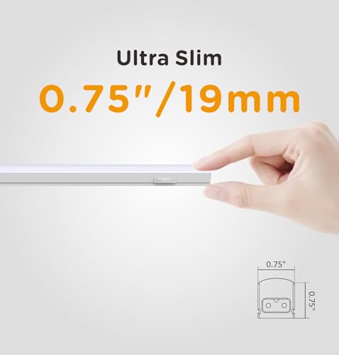 Under Cabinet Lighting Plug in AC120V 3CCT 3000/4000/5000K,Super Bright,Linkable Under Counter Lights for Kitchen,Ultra Slim LED Cabinet Light for Closet,Shelf,Sink,ETL Listed(16inch,White,1Pack)