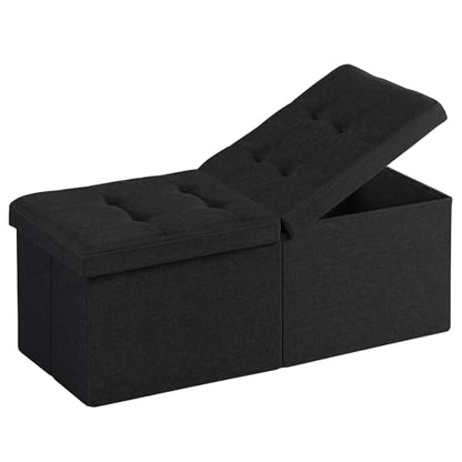 35-INCH Storage Ottoman Bench, Footrest with Storage, End of Bed Bench Coffee Table for Living Room, Bedroom, Entryway, Black