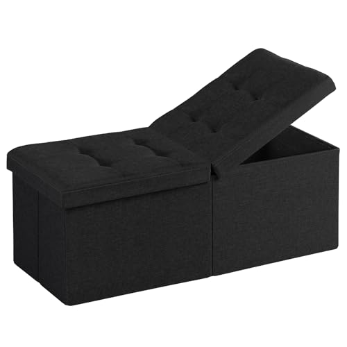 35-INCH Storage Ottoman Bench, Footrest with Stora... (Black | Oxford cloth)