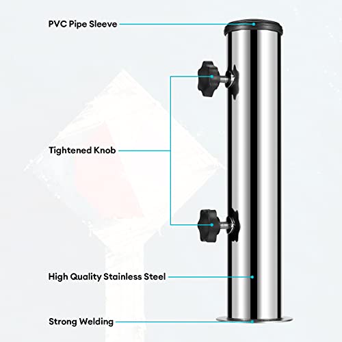 Universal Granite Umbrella Stand Tube, Umbrella Pole Replacement Parts | Outdoor Stone Umbrella Stainless Steel Tube Base for Outside, Table Umbrella Tube Bracket,DIY Metal Tube Umbrella Mount