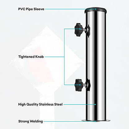 Universal Granite Umbrella Stand Tube, Umbrella Pole Replacement Parts | Outdoor Stone Umbrella Stainless Steel Tube Base for Outside, Table Umbrella Tube Bracket,DIY Metal Tube Umbrella Mount
