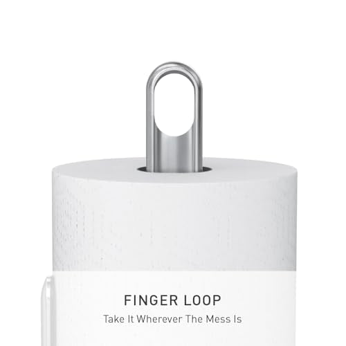 simplehuman Tension Arm Countertop Paper Towel Holder, Easy One-Handed Tear, Standing Weighted Base with Finger Loop, Heavy Duty, Brushed Stainless Steel