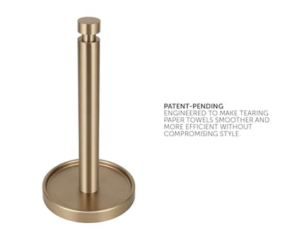 Ivilon Countertop Paper Towel Stand - Steady and Easy Tear - Fits All Paper Towel Rolls - Warm Gold