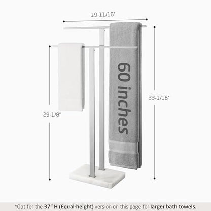 KES Standing Towel Racks for Bathroom 2-Tier, Floor Towel Rack Stand with Heavy Marble Base, Upgrade Steady Freestanding Design, Pro-Grade 18/8 Stainless Steel Brushed Finish, BTH217-2