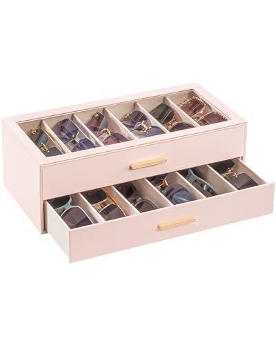 Lolalet Sunglasses Storage Box for Women | Eyewear Eye Glass Sun glass Storage Box with Clear Top Lid Display Holder Case for Eyeglass Watch Jewelry