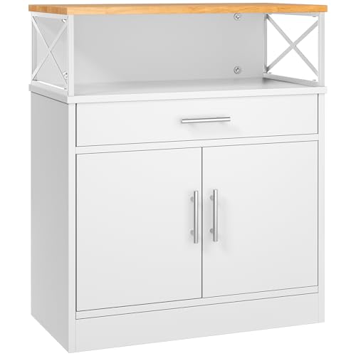 Kitchen Buffet Cabinet with Adjustable Shelf, Mode... (New White | Wood)