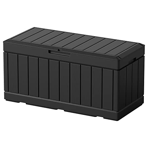 82 Gallon Resin Deck Box All Weather Large Outdoor... (Black | Polypropylene)