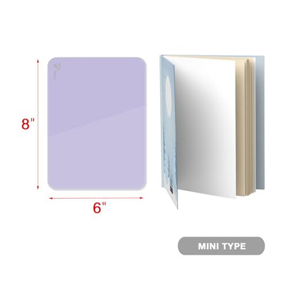 TOWON Small Desk Whiteboard 8x6 in Glass, Mini Standing Easel, Purple | Tempered writing surface, 5 markers, double-sided eraser and adhesive holder, non-slip pads, for dorm, home schooling, gifts