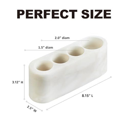 BCS Toothbrush Holder for Bathrooms, 4 Slots Marble Toothbrush and Toothpaste Holder Stand Bathroom Organizer Countertop for Electric Toothbrush, Floss, Razor, Comb - Karibib Ice