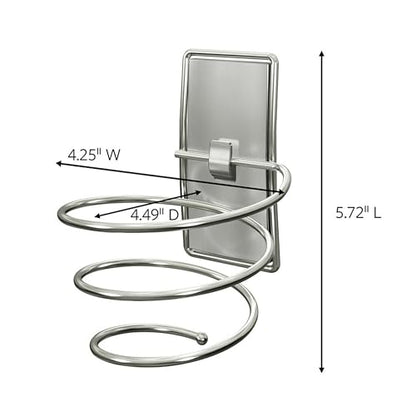 Command Hair Dryer Holder, Satin Nickel, 1 Dryer Holder, 2 Water Resistant Strips, Damage-Free Bathroom Organization and Decor | Water Resistant, Damage-Free Hanging with Adhesive Strip, No Tools