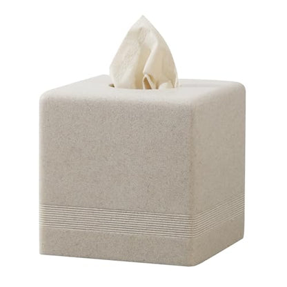 Tissue Box Cover Square, Sandstone Look Facial Tissue Holder,Beige | Simple Modern Cube Toilet Paper Holder Case Dispenser,Home Decorative,for Bathroom Bedroom Living Room Office Hotel Cafe Bar