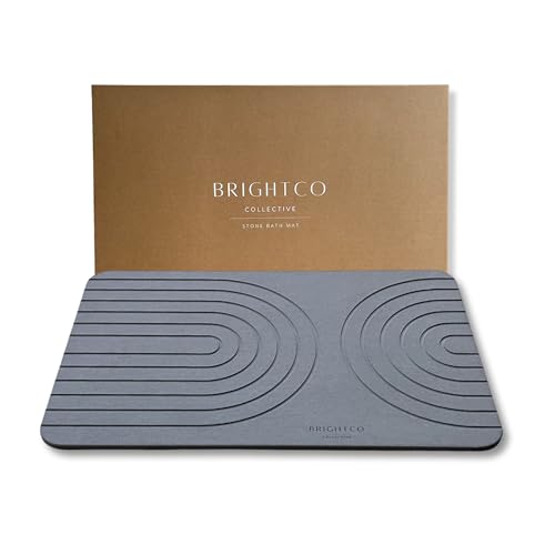 Quick Dry Stone Bath Mat – Diatomaceous Earth Foot Pad, Super Absorbent Hard Shower Rug – Modern Anti-Slip Design for Bathroom Floor, 23.6x15.3in, Deep Charcoal – The Meridian