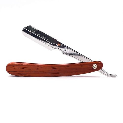Parker SRRW Rosewood Handle Barber Straight Razor & 5 Blades | Rosewood Handle, Stainless Steel Arm And Clip-Lock Blade Holder Deliver Dependable Balance. Includes 5 Premium Razor Blades.