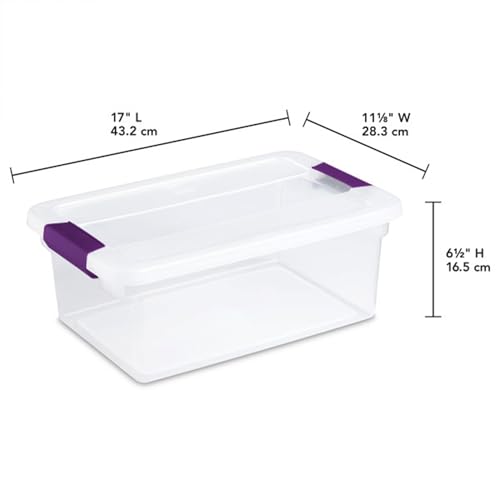 Sterilite 24-Pack ClearView Latch Box, Stackable Storage Organizer Bins for Home, 15 Quart | Clear Plastic Organizers with Color Accent Latches for Closet, Bedroom, Shelving Units, Dorm Room and Home Organization