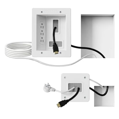 Mount-It! in-Wall TV Cable Concealer Kit with Recessed Power – Triple Outlet, 9ft Cord, and Hand Saw – Easy, Safe Cable Management for Organized TV and Home Theater Setups