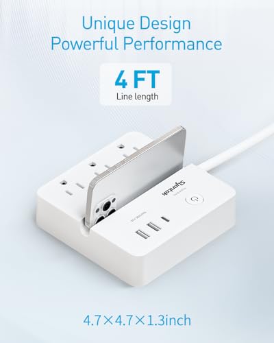 Remote Control Power Strip with 3 RF Controlled Outlets Surge Protector Power Strip with 3 USB Ports, Phone Holder, 15A/1875W 4ft Cord Remote Control Outlet Plug for Home Office