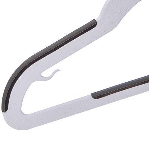 Amazon Basics Plastic Kids Clothes Hangers, Non-Slip, White and Black, 12.8" x 8" x 0.2", 30-Pack