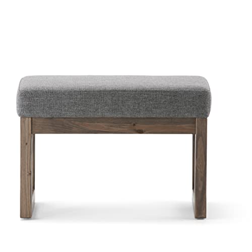SIMPLIHOME Milltown 44" Wide Vegan Leather Rectangle Ottoman in Brown