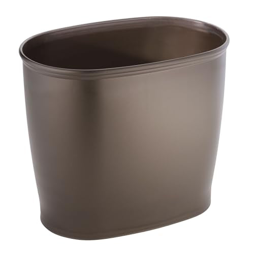 iDesign Slim Plastic Bathroom Trash Can, Bronze | Small Garbage Bin, For Bedroom, Office, Desk, Dorm