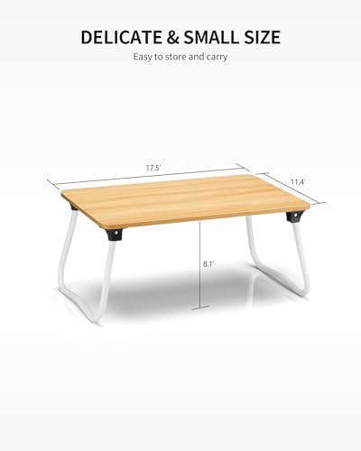 Foldable Lap Desk Laptop Stand Bed Desk Table Tray, Breakfast Serving Tray, Portable & Lightweight Mini Table, Lap Tablet Desk for Sofa Couch Floor - Wood