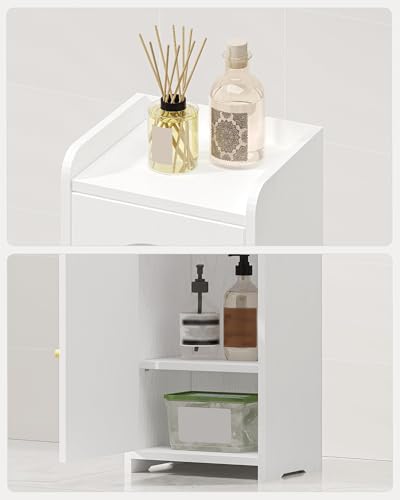 Hzuaneri Bathroom Storage Cabinet, Small Corner Floor Cabinet with 2 Doors | Narrow Toilet Paper Cabinets with Adjustable Shelf, Bathroom Organizer for Small Spaces, 7.9" D x 9.8" W x 29.5" H White