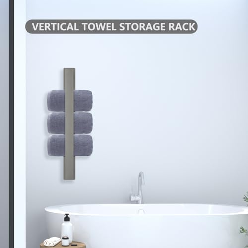 Bathroom Towel Bars,16-Inch Stainless Steel Towel Bar for Large Towel,Strong Self-Adhesive/Screws Wall Mounting,Rust-Proof,Towel Holder for Bathroom and Kitchen Storage (Grey)