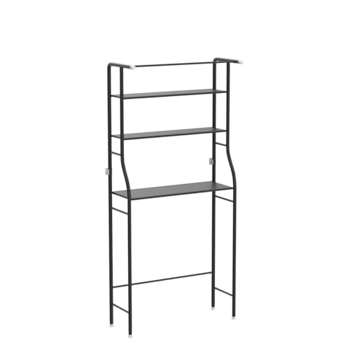 UDEAR 3-Tier Over The Toilet Rack,with Hanging Rod,Tower Shelf,Black | Toilet Towel Rack, Three-layer Iron Plate, Suitable for Bathrooms