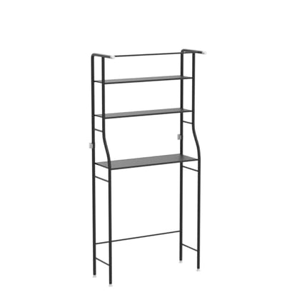 UDEAR 3-Tier Over The Toilet Rack,with Hanging Rod,Tower Shelf,Black | Toilet Towel Rack, Three-layer Iron Plate, Suitable for Bathrooms